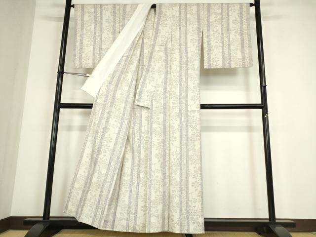 平和屋着物▽結城紬　単衣　立涌流水花文　正絹　逸品　未使用　DAAV5997az 平和屋着物▽結城紬 単衣 草花文 証紙付き 正絹 逸品 AAAZ9617fy