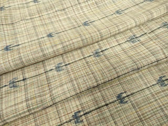 平和屋着物▽上質な紬　単衣　飛鳥文　正絹　逸品　DABE4435az