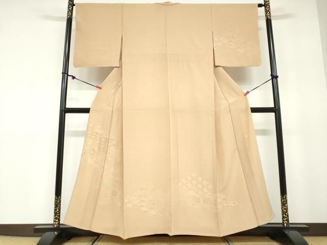 平和屋着物▽江戸小紋　訪問着　単衣　矢田昇作　鴛鴦吉祥草花文　正絹　逸品　DABD9707ud