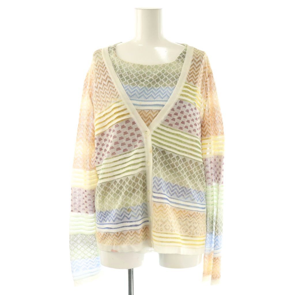 ミッソーニ MISSONI アンサンブル ニット 総柄 マルチカラー カーディガン ホワイト マルチカラー /ES ■GY40