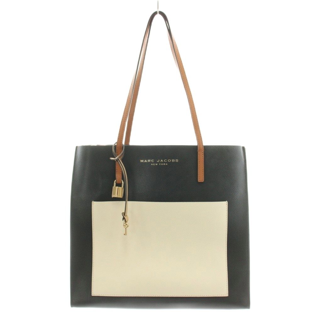 マークジェイコブス MARC JACOBS グラインド Grind トートバッグ ショルダーバッグ ロゴ レザー 黒 ブラック 白 ホワイト 茶 ブラウン /AN43 ■GY17