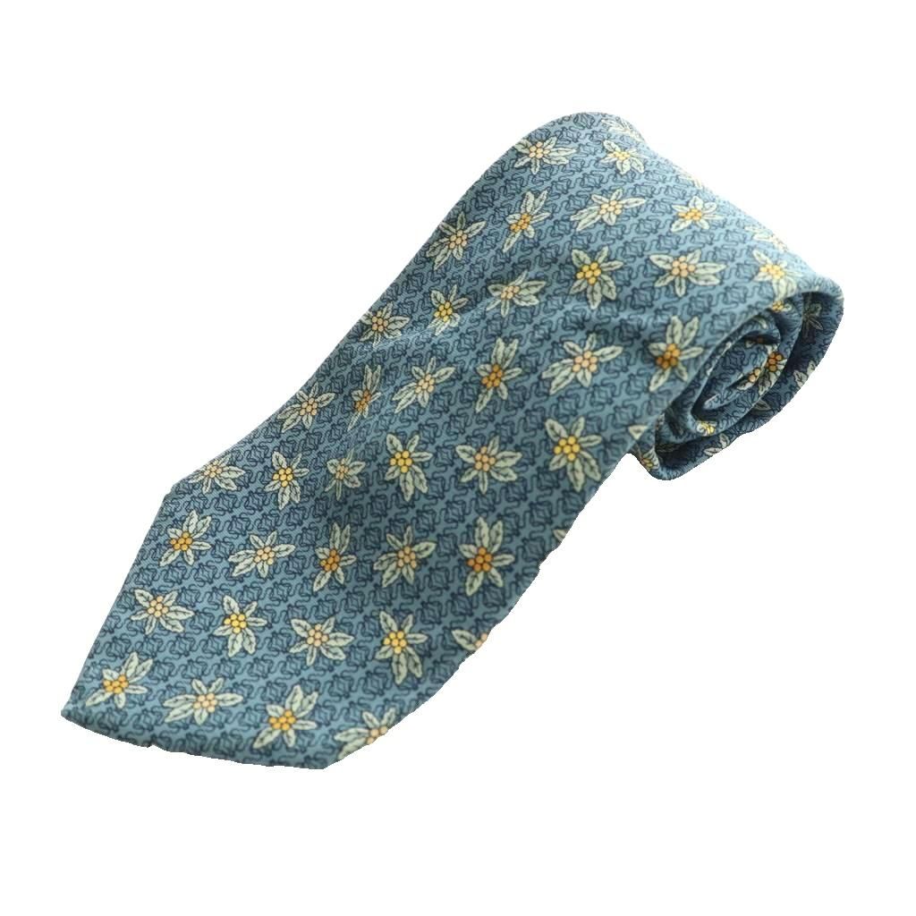 ロエベ LOEWE ネクタイ レギュラータイ 花柄 シルク 紺 ネイビー /SS