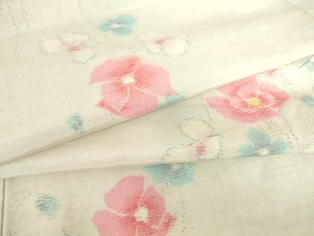 平和屋着物▽上質な紬　単衣　舞花文　正絹　逸品　DABE4389az