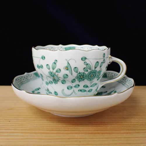 マイセン Meissen インドの華 グリーン カップ＆ソーサー