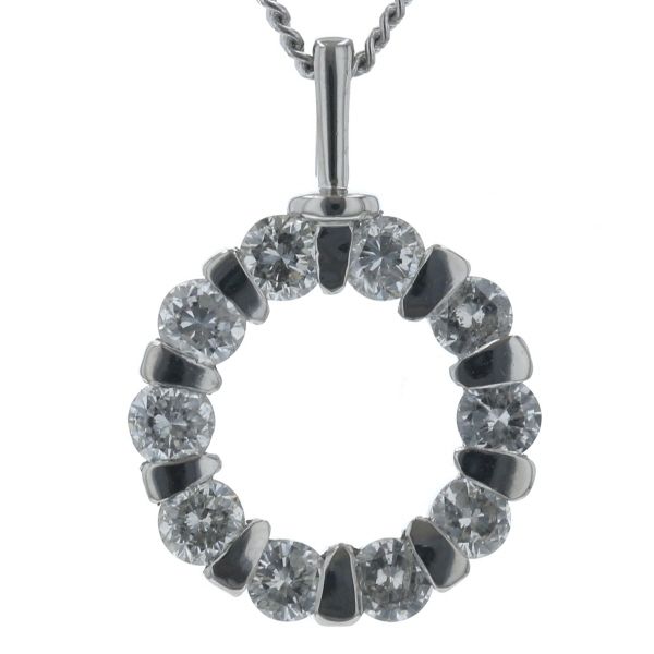 Pt850 Pt900 プラチナ ネックレス ダイヤモンド 1.46ct サークル デザイン チェーン 40cm 【新品仕上済】【zz】【中古】