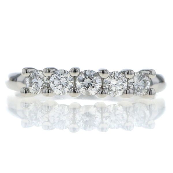 Pt900 プラチナ リング ダイヤモンド 0.50ct ストレート ライン 一文字 5粒 指輪 11号【新品仕上済】【zz】【中古】