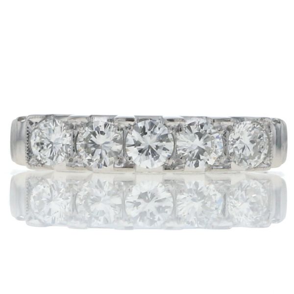 Pt900 プラチナ リング ダイヤモンド 0.55ct 5粒 一文字 ストレート ライン 指輪 9号【新品仕上済】【zz】【中古】
