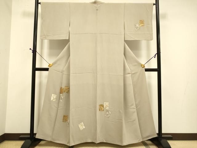 平和屋着物○訪問着 駒刺繍 色紙吉祥文 金彩 正絹 逸品 DABE9608du