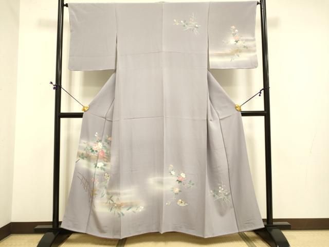 平和屋着物●訪問着　花蝶文　暈し染め　金彩　正絹　逸品　未使用　DABE9609du
