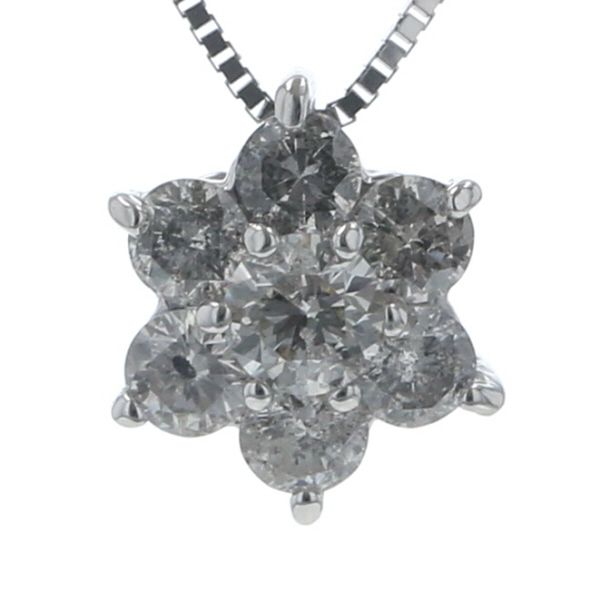 K14WG ホワイトゴールド ネックレス ダイヤモンド 0.50ct フラワー 結晶 チェーン 40cm 【新品仕上済】【zz】【中古】