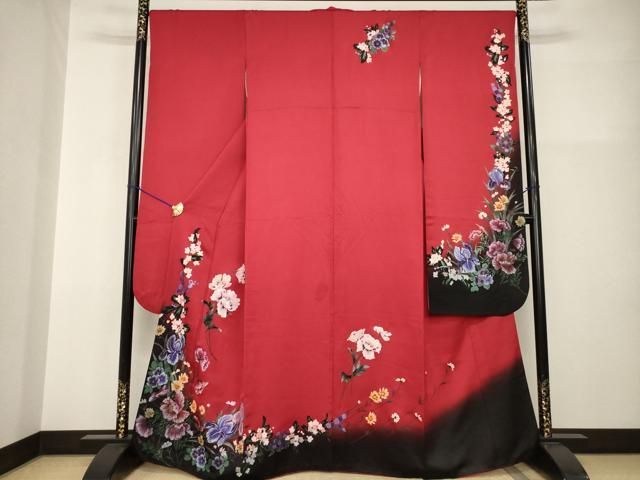 平和屋着物●プリマヴェーラ　振袖　草花文　暈し染め　正絹　逸品　AABI0816ck