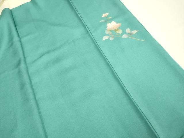 平和屋着物▽上質な小紋　単衣　型染め　藍　流水花文　正絹　逸品　AABG7672ck 平和屋着物▽上質な小紋 単衣 型染め 藍 流水花文 正絹 逸品