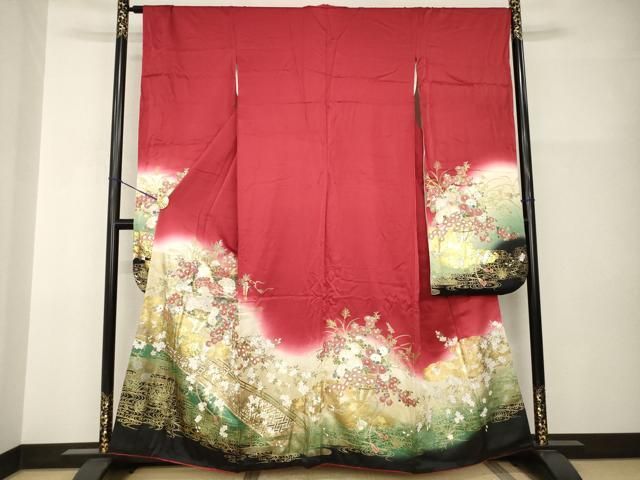 平和屋着物●豪華振袖　飾花文　暈し染め　やまと誂製　正絹　逸品　AABI0818ck
