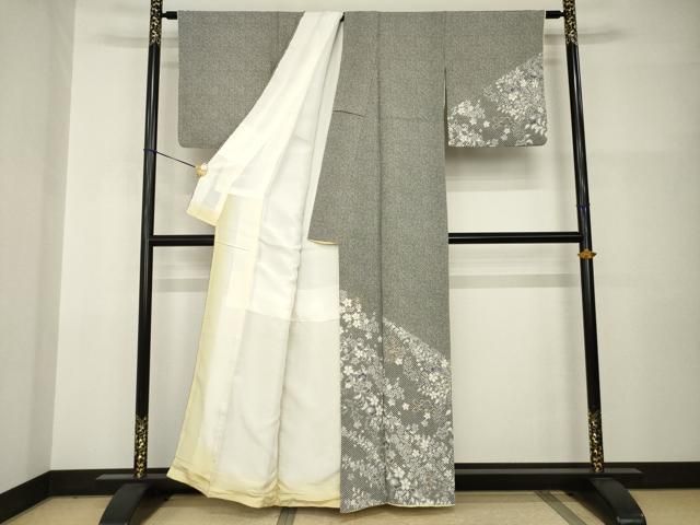 平和屋着物○訪問着 辻が花 舞花文 黒地 正絹 逸品 AABI0821ck - メルカリ