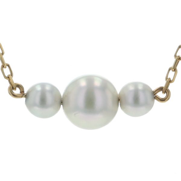 MIKIMOTO K18YG イエローゴールド ネックレス パール 真珠 6.3 - 4.0mm 3粒 ラウンド チェーン 38cm 【新品仕上済】【zz】【中古】 50,760円