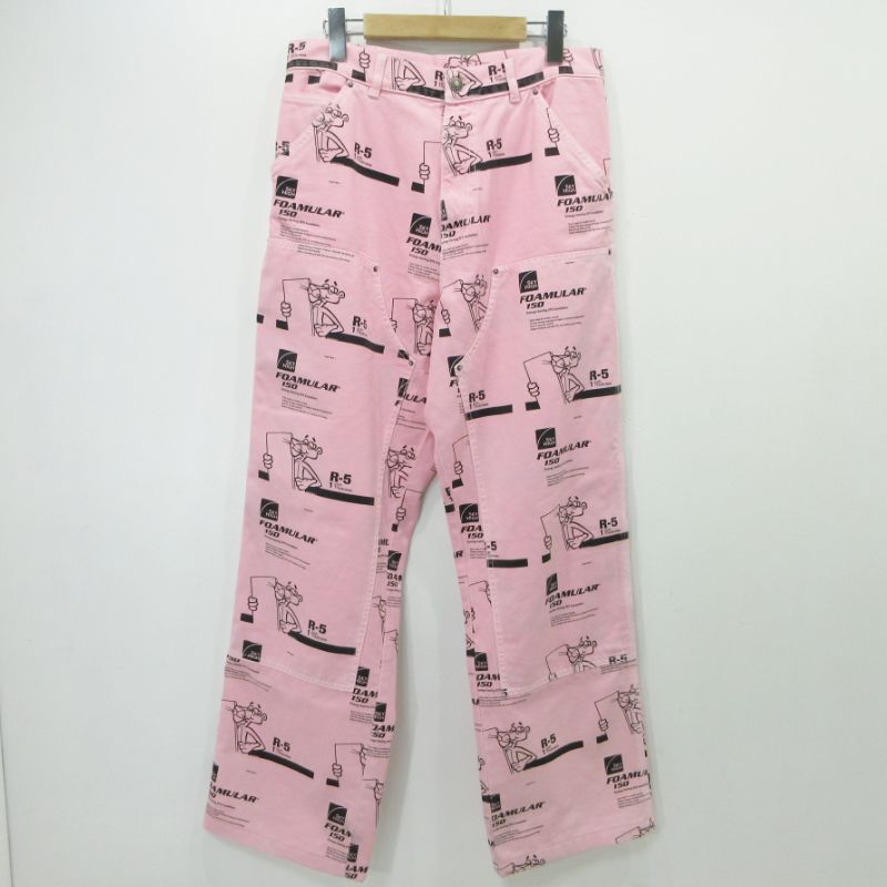【三重本店】 中古 Sky High Farm Workwear｜スカイハイファームワークウェア インスレーションプリントダブルニーパンツ ピンクパンサー ピンク サイズ：S 【107】