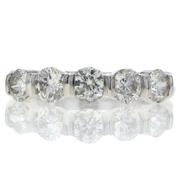 Pt900 プラチナ リング ダイヤモンド 1.00ct 一文字 5粒 ストレート 指輪 11号 【新品仕上済】【zz】【中古】
