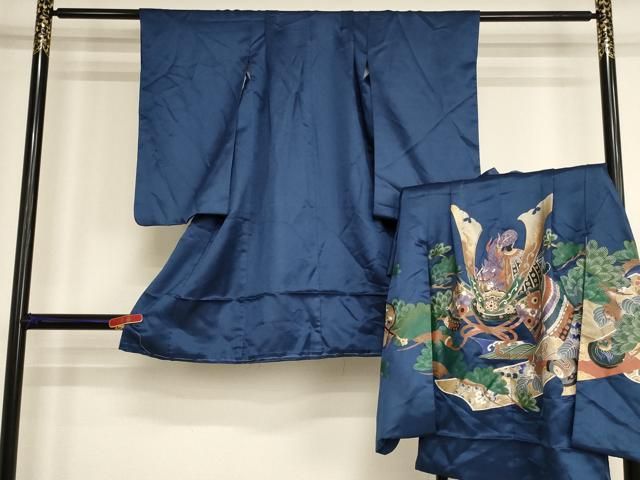 平和屋着物[]七五三　男の子　5歳　祝着・羽織セット　兜　松　金彩　AABH2935ja