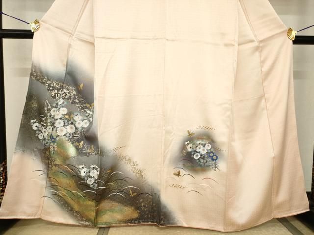平和屋着物○訪問着 花蝶文 暈し染め 金彩 正絹 逸品 AABI0804ck