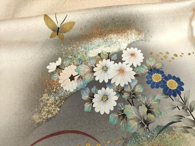 平和屋着物●極上　訪問着　作家物　型染め　成り物　花鳥蝶文　暈し染め　狐色地　逸品　CYAA4348s6 楽天市場】平和屋着物○染芸研究所 創め司 奥村右子 訪問着 枝花文 暈