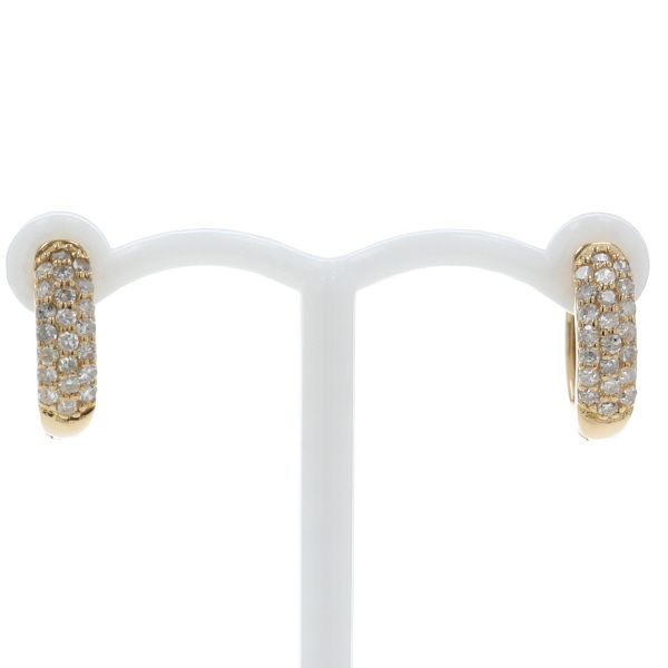 K18YG イエローゴールド ピアス ダイヤモンド 0.15ct/0.15ct パヴェ 