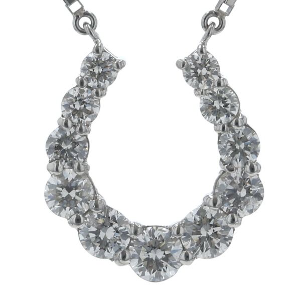 Pt900 Pt850 プラチナ ネックレス ダイヤモンド 1.00ct 馬蹄 ホースシュー ベネチアンチェーン 41cm【新品仕上済】【zz】【中古】
