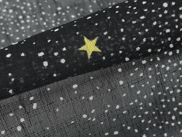 平和屋着物*夏物 小紋 紗 三日月 星 黒地 洗える着物 CABF2671tx 平和屋着物*夏物 小紋 紗 三日月 星 黒地 洗える着物 CABF2671tx