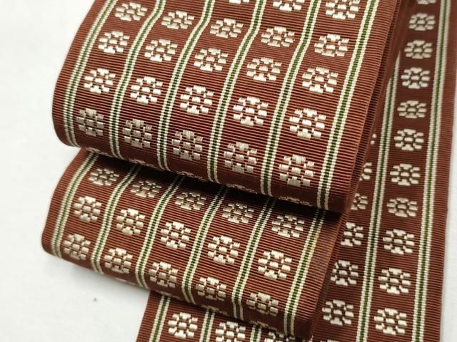 平和屋着物○男性 本場筑前博多織 角帯 鱗文様 正絹 逸品 CABF5395hy 