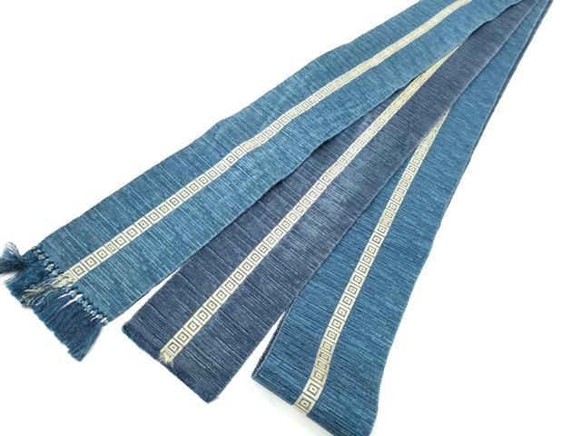 平和屋着物●男性　両面　角帯　紬地　幾何学間道　正絹　逸品　CABF8547hy