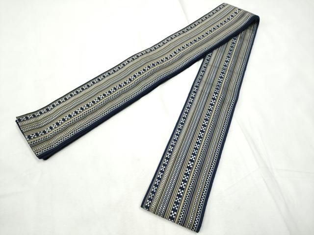 平和屋着物●男性　本場筑前博多織　角帯　間道　正絹　逸品　CABF8558hy 平和屋着物○男性 本場筑前博多織 角帯 間道 正絹 逸品 CABF8558hy