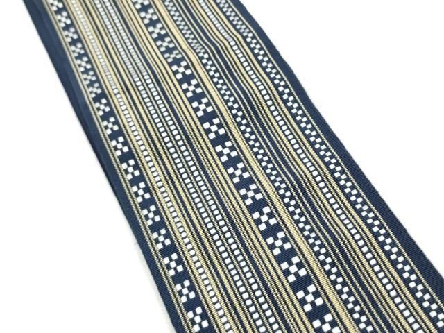 平和屋着物○男性 本場筑前博多織 角帯 間道 正絹 逸品 CABF8558hy