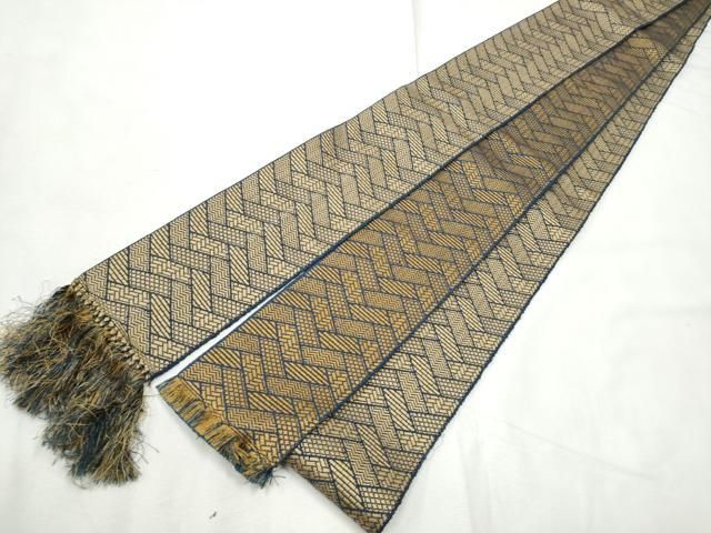 平和屋着物●男性　本場筑前博多織　両面　角帯　桧垣吉祥文　正絹　逸品　CABF8559hy