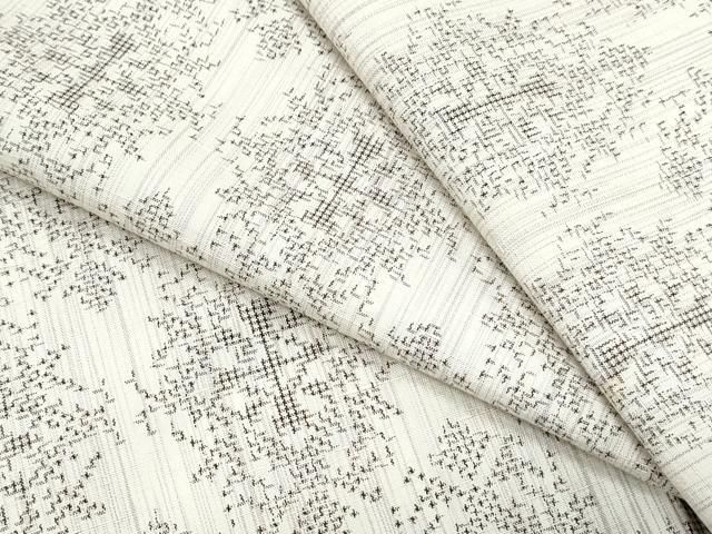 平和屋着物▽上質な紬　単衣　吉祥花文　正絹　逸品　CABF7762th