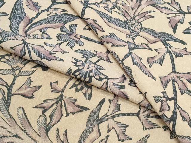 平和屋着物▽上質な小紋　単衣　型染め　花鳥文　正絹　逸品　CABF7774th