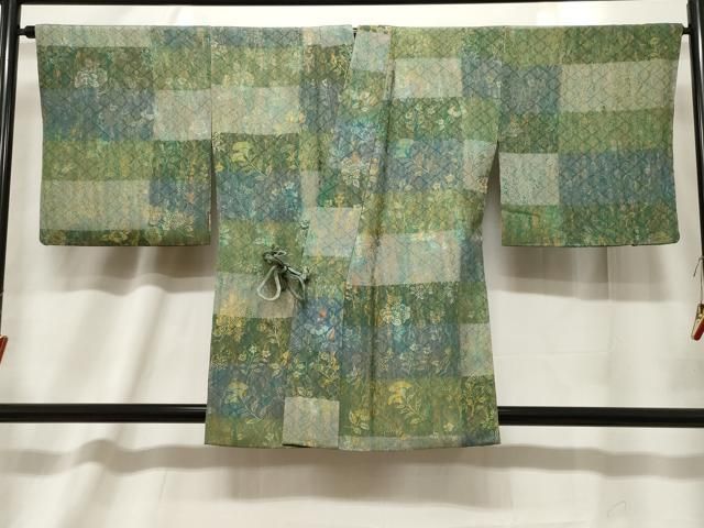 平和屋着物＃道中着　横段草花文　暈し染め　正絹　逸品　CABF6203dy 19,240円