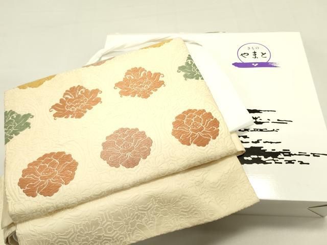 平和屋着物●ワンタッチつけ帯　唐織　洋花文　やまと誂製　箱付き　正絹　逸品　DABE1788op