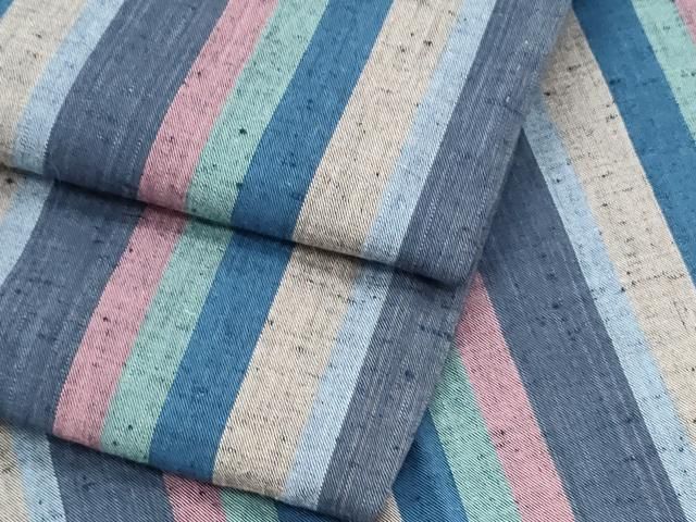 平和屋着物▽上質な小紋　単衣　間道　綿　逸品　CABF7678th