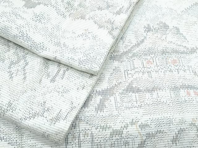 平和屋着物▽上質な紬　単衣　風景文　正絹　逸品　CABF7693th