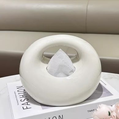 ティッシュボックス おしゃれ ティッシュケース ラウンド セラミック かわいい ホワイト