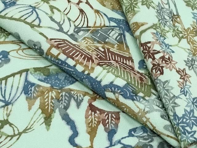 平和屋着物▽上質な小紋　単衣　型染め　風景文　正絹　逸品　CABF7704th