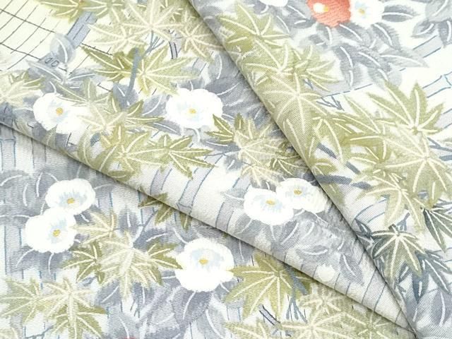 平和屋着物▽上質な小紋　単衣　風景花文　正絹　逸品　CABF7710th