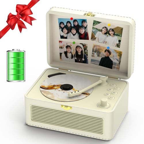 Gueray CDプレーヤー レトロ Bluetooth受信＆送信 HiFIスピーカー内蔵 充電可能 ポータブル cd player USB再生 AUX入力 A-Bリピート機能 遠隔操作 FMラジオ CDラジカセ イヤホン対応 語学学習 音楽 70f6d7cb