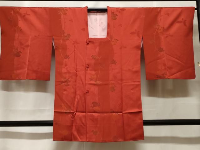 平和屋着物＃道行コート　地紋起こし　蔦の葉花蝶文　正絹　逸品　CABF3890ev