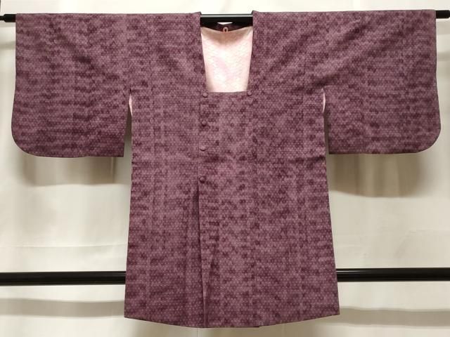 平和屋着物＃道行コート　紬地　十字絣文様　正絹　逸品　CABF3931ev