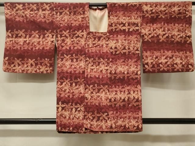 平和屋着物#道行コート 紬地 ろうけつ染め 舞葉文 正絹 逸品 CABF1531in