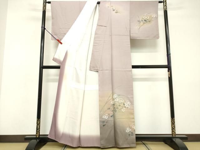 平和屋着物●訪問着　中国三大刺繍　相良刺繍　舞花文　暈し染め　銀通し地　正絹　逸品　AABF0640fy 平和屋着物○本場大島紬 訪問着 中国三大刺繍 汕頭刺繍 スワトウ刺繍