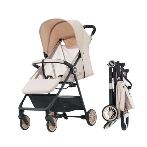 Harper & Bright Designs ベビーカー 軽量 4.7kg 折りたたみ コンパクト 新生児対応 0~3歳 リクライニング 170°フラット 静音キャスター 防震サスペンション メッシュシート バギー 出産祝い カーキt 91f3cf45