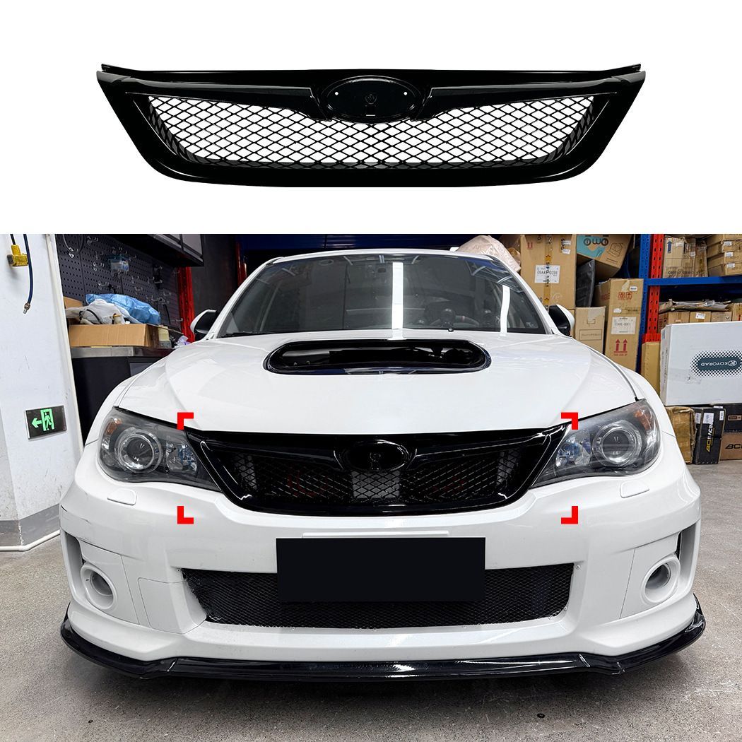 Subaru Impreza WRX STI (スバル・インプレッサ WRX STI) 2011-2014専用 フロントグリル ABS製 ピアノブラック スポーティなドレスアップ効果 フロントマスク引き締め 簡単交換 軽量高強度 耐久性抜群 送料無料 17,907円