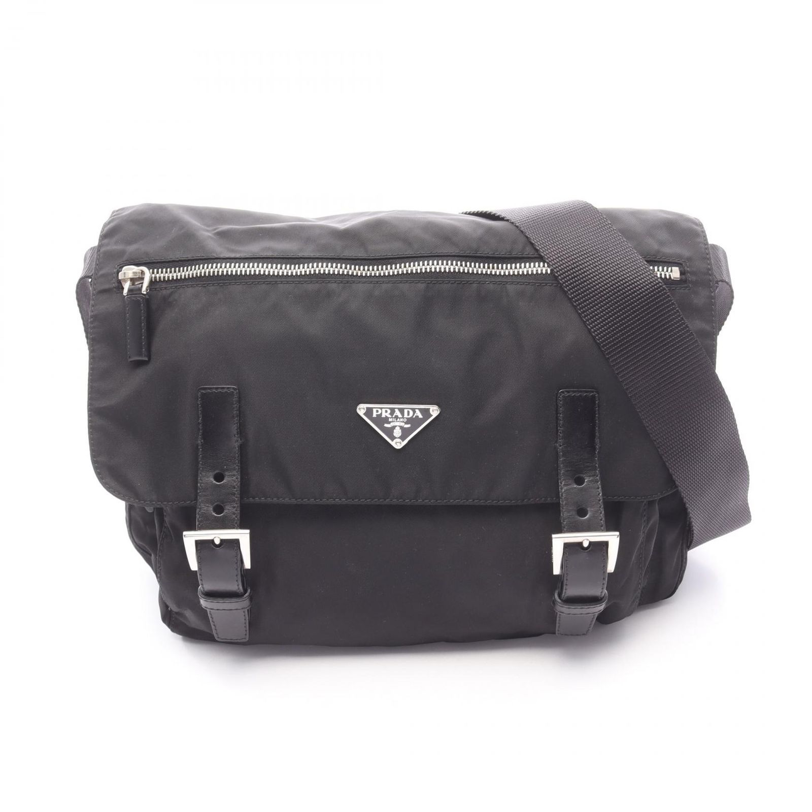プラダ PRADA ショルダーバッグ VELA SPORT BT6671 ブラック ナイロン サフィアーノレザー トライアングルロゴ ショルダーバッグ レディース Used B