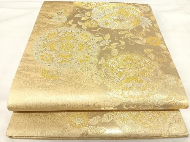 平和屋着物◎六通柄袋帯　鳳凰花文　金銀糸　正絹　逸品　AABI5432yx